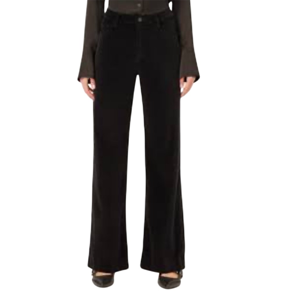 DL1961 Hepburn Wide Leg 32 Black Velvet Corduroy High Rise Pants Size 28